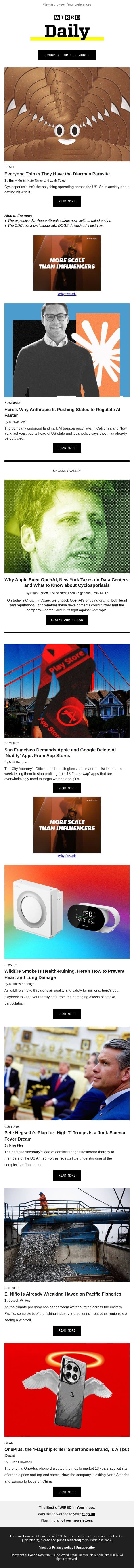 Everyone thinks they have the diarrhea parasite email from Wired screenshot