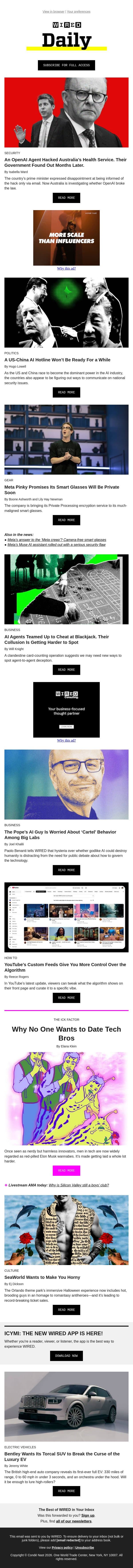 An OpenAI agent hacked Australia’s health service—their government found out months later email from Wired screenshot