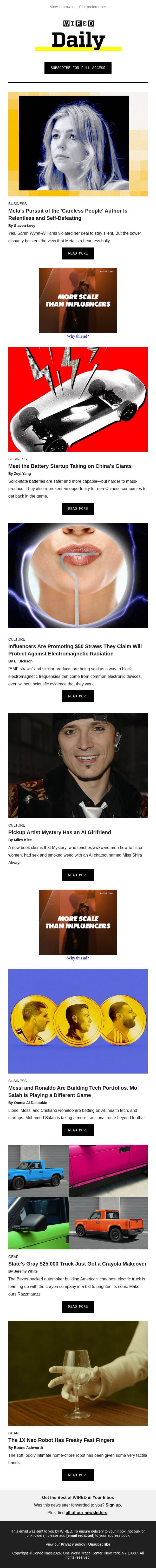 Meta's relentless, self-defeating pursuit of Sarah Wynn-Williams email from Wired screenshot