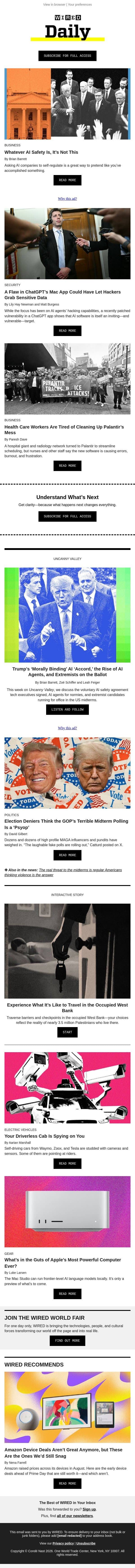 Whatever AI safety is, it’s not this email from Wired screenshot