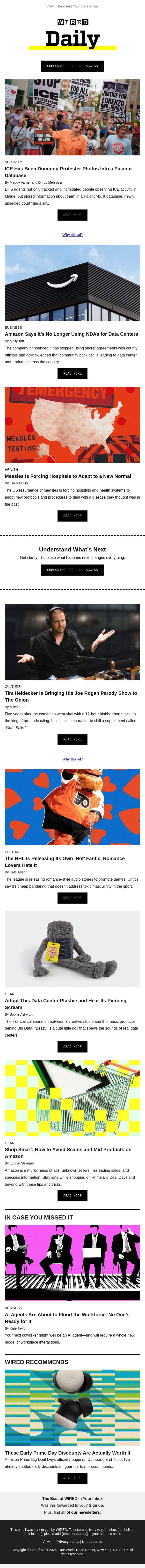 ICE has been dumping protester photos into a Palantir database email from Wired screenshot