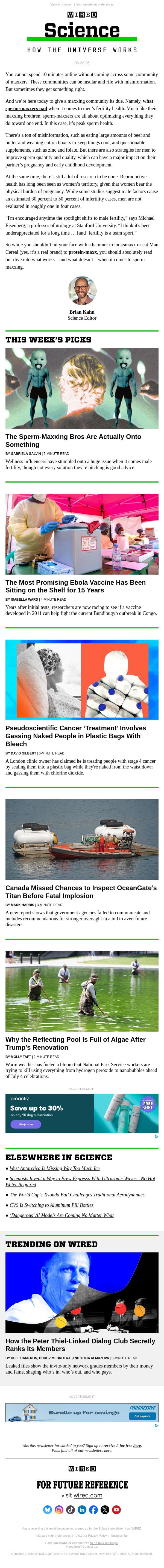 What sperm-maxxers get right email from Wired screenshot