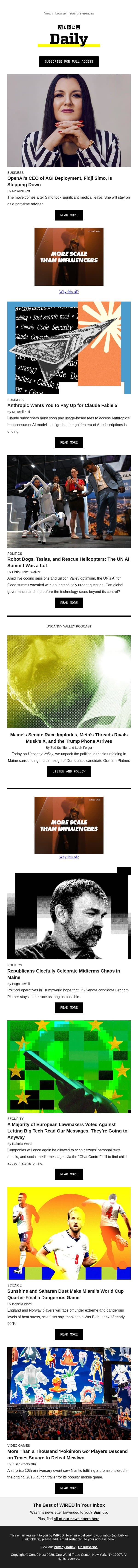 Can global governance catch AI before it races out of control? email from Wired screenshot