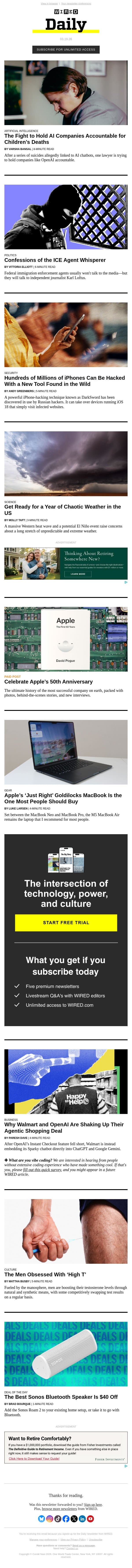 The fight to hold AI companies accountable for children’s deaths email from Wired screenshot