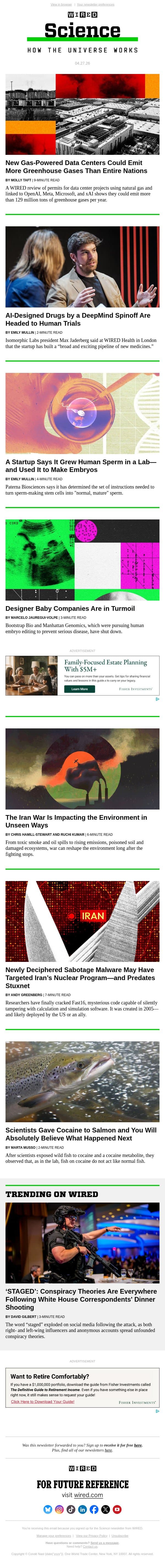 Gas-powered data centers could emit more greenhouse gases than entire nations email from Wired screenshot