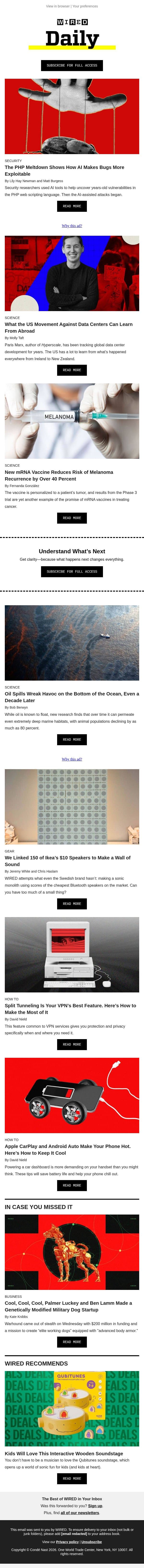 The PHP meltdown shows how AI makes bugs more exploitable email from Wired screenshot