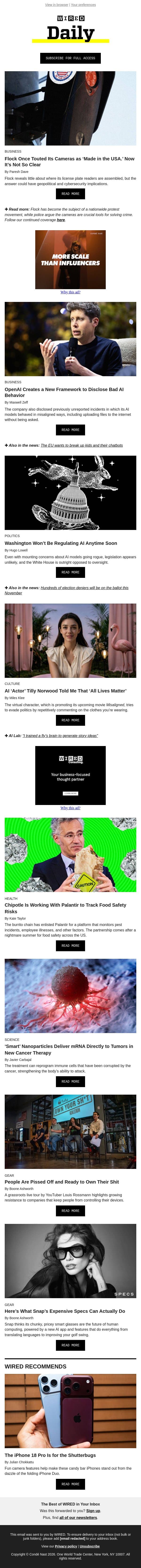 Flock touted its cameras as ‘made in the USA’—now it’s not so clear email from Wired screenshot