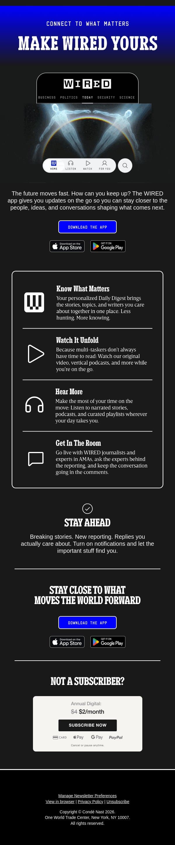 Know what matters email from Wired screenshot