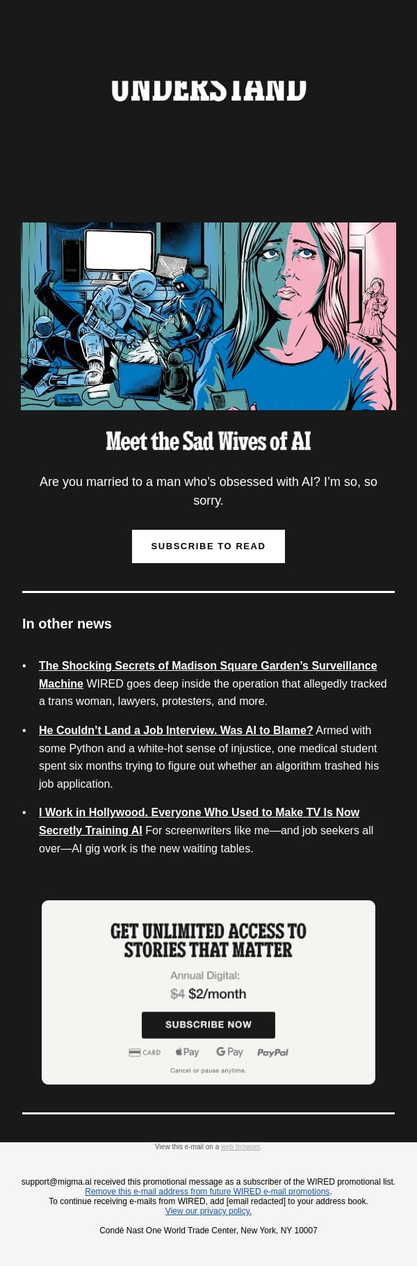 What Happens When Your Husband Falls for AI email from Wired screenshot