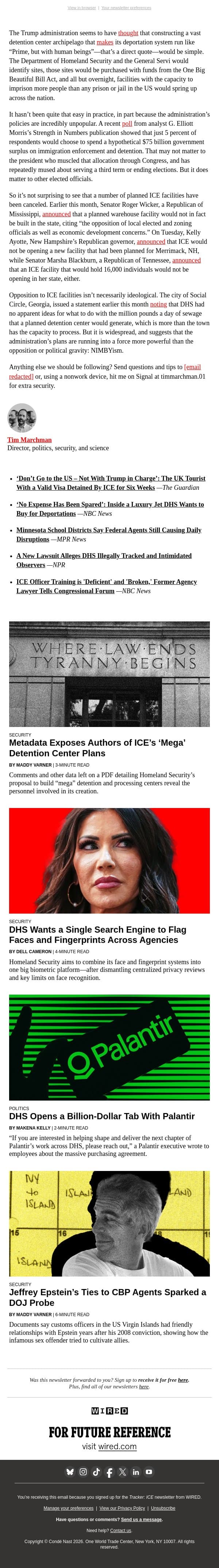 ICE vs. the NIMBYs email from Wired screenshot