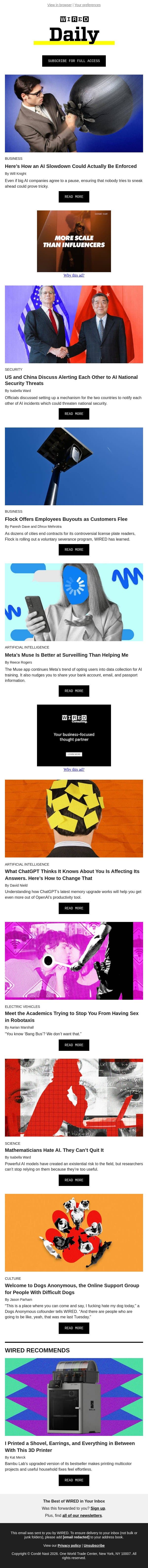 Here’s how an AI slowdown could actually be enforced email from Wired screenshot