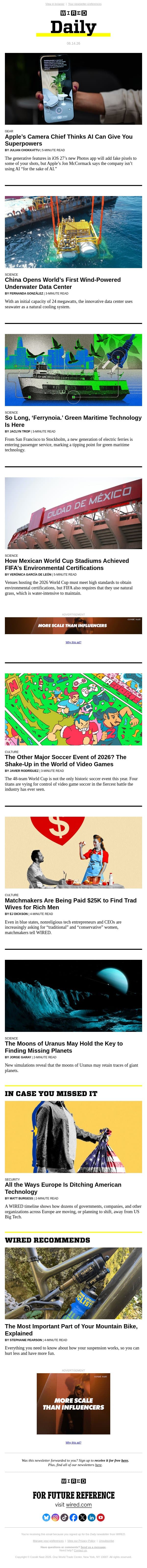 Apple isn’t ‘doing AI for the sake of AI’ email from Wired screenshot