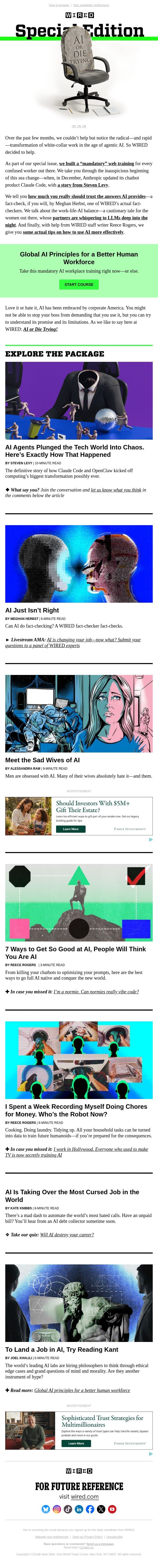 AI or die trying email from Wired screenshot