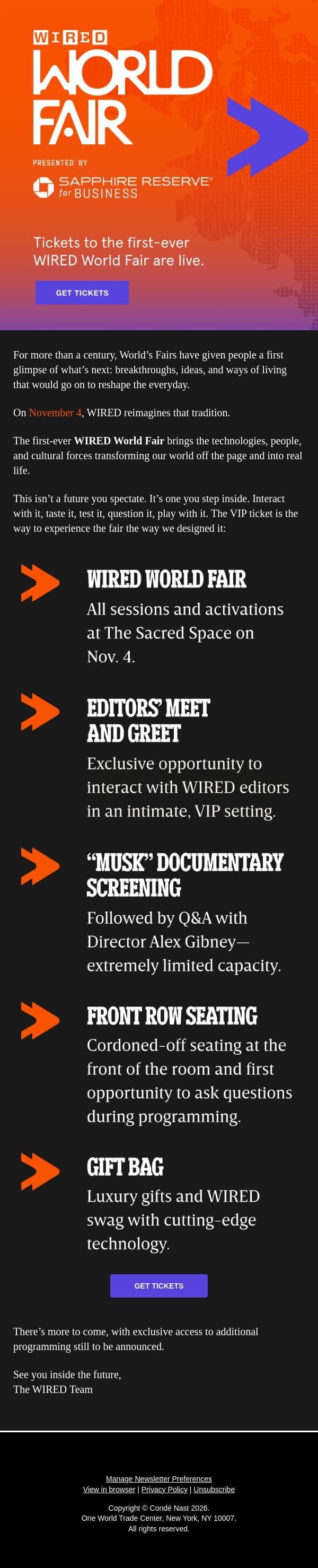 The first-ever WIRED World Fair is headed to Miami email from Wired screenshot