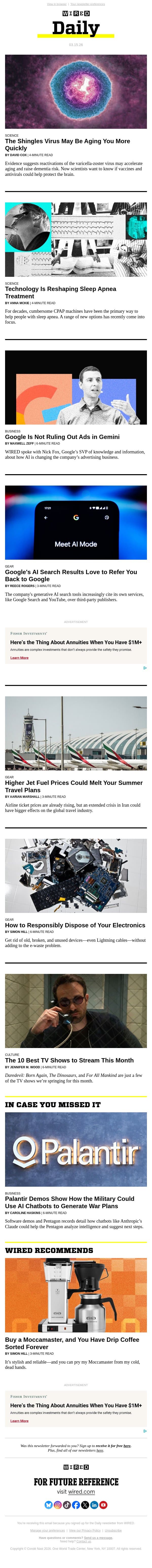 The shingles virus may accelerate aging email from Wired screenshot