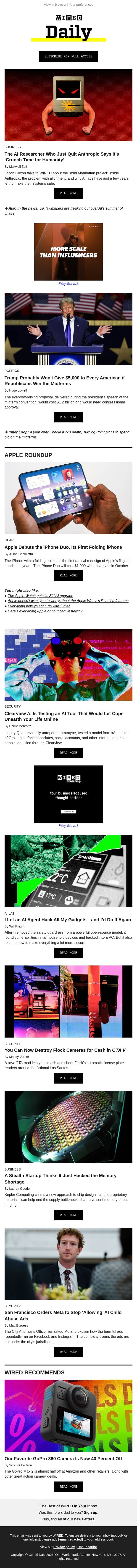 It’s ‘crunch time for humanity,’ says AI researcher who quit Anthropic email from Wired screenshot