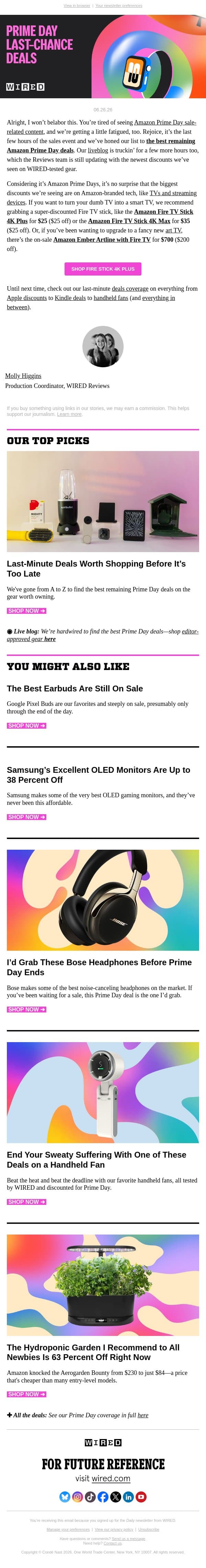 Last chance: Snag these deals before they disappear email from Wired screenshot