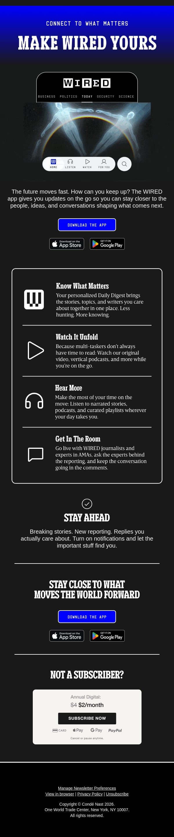 The Future Is Now Downloadable email from Wired screenshot