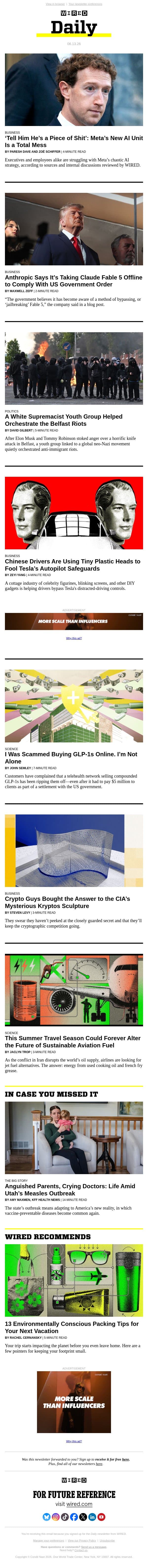 ‘Tell him he’s a piece of shit’: Meta’s new AI unit is a total mess email from Wired screenshot