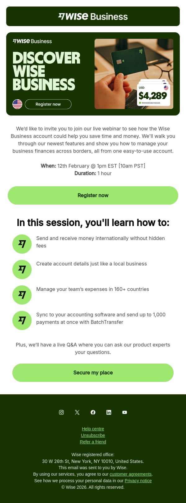 You’re invited: Discover Wise Business email from Wise screenshot