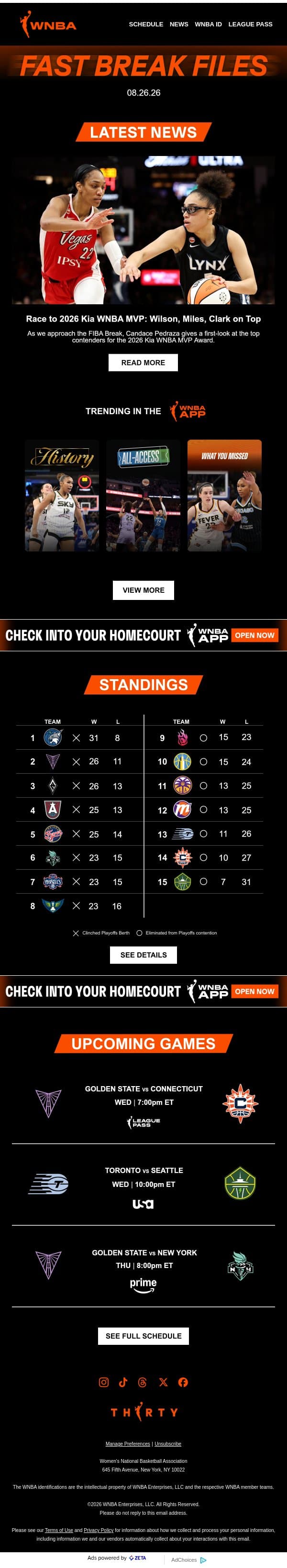 👀 The End-of-Season Awards Race is Far from Over email from WNBA screenshot