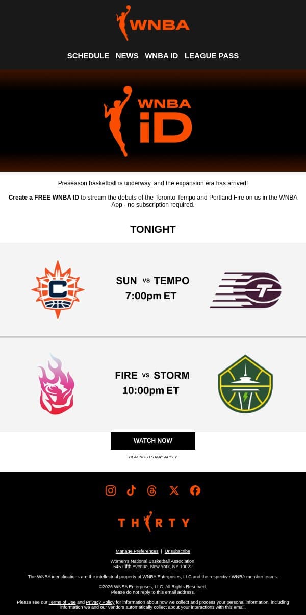 Tempo and Fire Preseason Debut 🎬 Free with WNBA ID email from WNBA screenshot