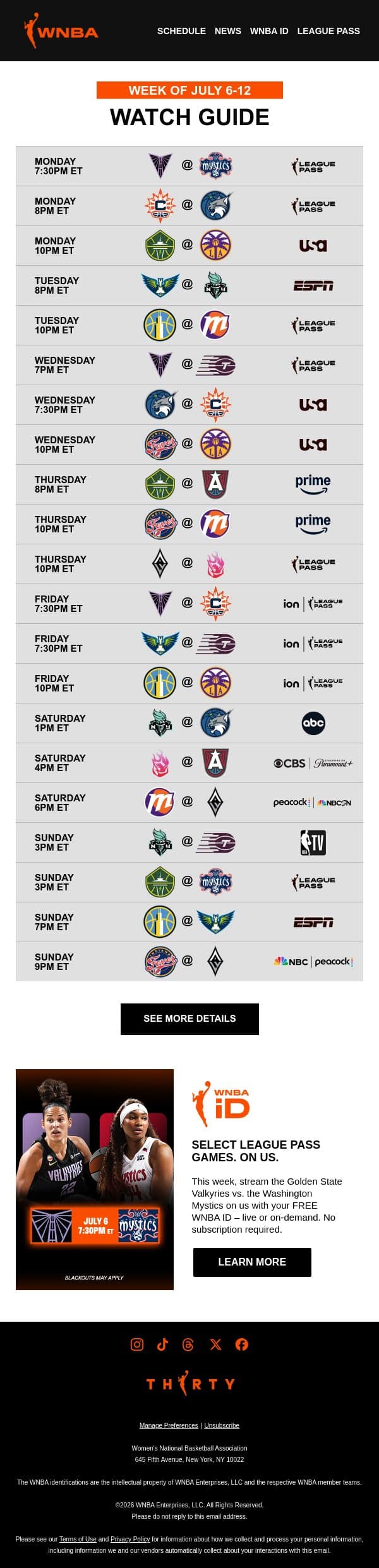 Your WNBA Watch Guide 🌟 Star Power Reaches New Heights email from WNBA screenshot