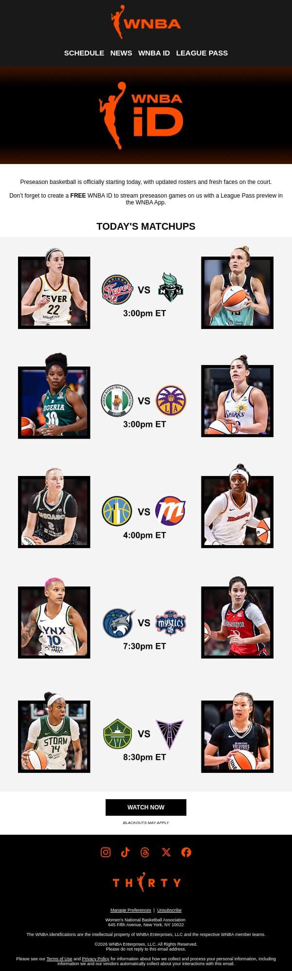 Preseason Action Starts Now 🚨 Free with WNBA ID email from WNBA screenshot