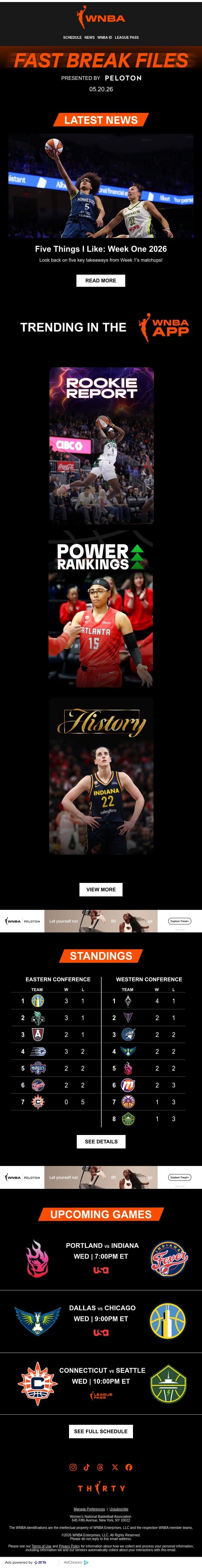 The 2026 Season is Rolling 🎬 email from WNBA screenshot