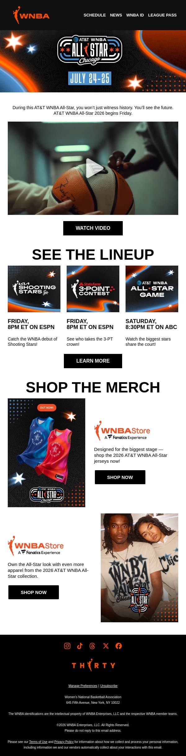 ⭐ Get Ready for AT&T WNBA All-Star 2026 email from WNBA screenshot