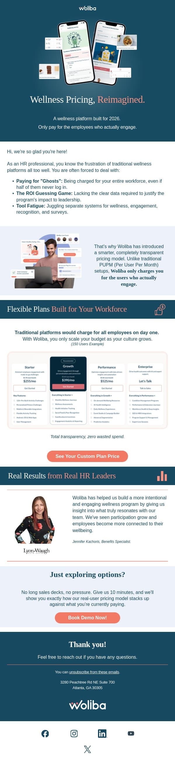 Wellness challenges employees actually finish email from Woliba screenshot