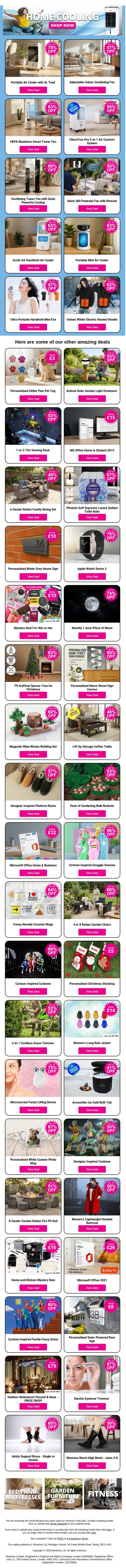 🔥Are You Ready For The Heatwave? Shop Our Amazing Fans and Coolers Here❄️ email from Wowcher screenshot