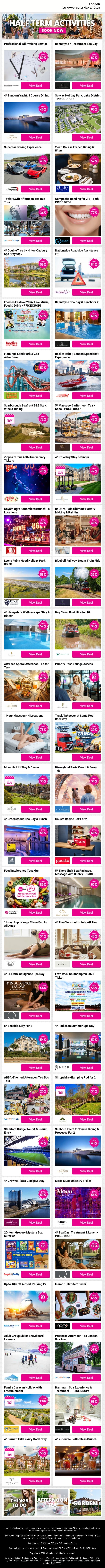 Professional Will Writing Service | Bannatyne 4 Treatment Spa Day | 4* Sunborn Yacht: 3 Course Dining | Solway Holiday Park, Lake District - PRICE DROP! | Supercar Driving Experience email from Wowcher screenshot