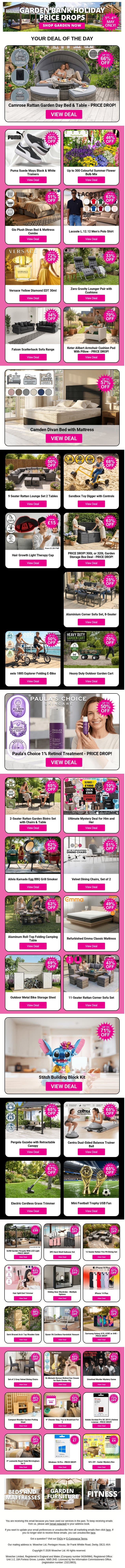 Last Chance To Grab Garden Price Drops This Bank Holiday! email from Wowcher screenshot