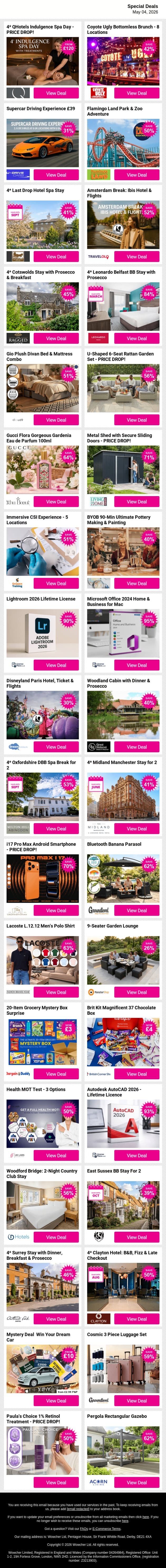 The Smartest Click You’ll Make Today 🧠 Shop Deals email from Wowcher screenshot