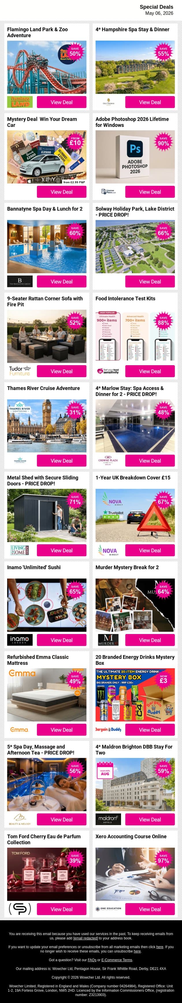 🔥 Top Deals Right Now – Take a Look! email from Wowcher screenshot
