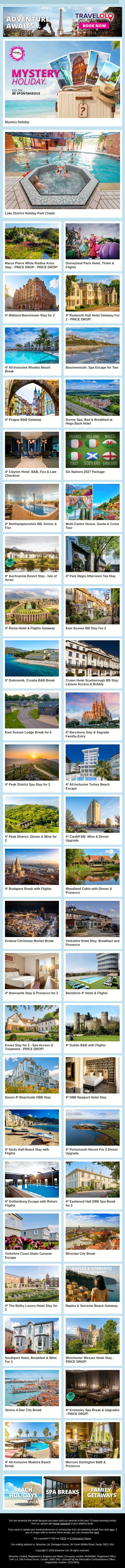 🏖️ The Perfect Escape Has Landed - Take A Look 🌍🤩 email from Wowcher screenshot