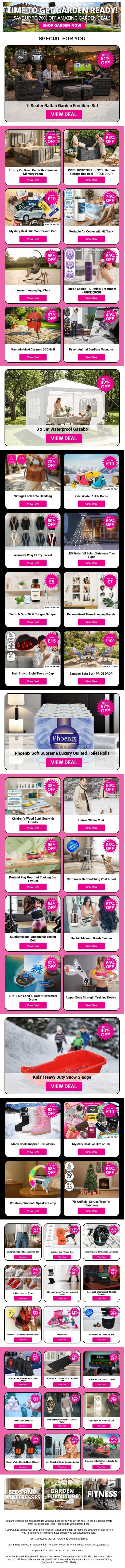 Sneak Peak at Today's Top Deals! Shop And Save BIG! email from Wowcher screenshot