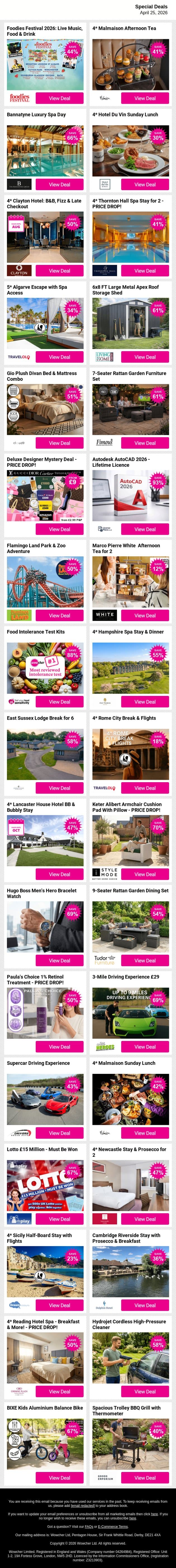 This is your sign to treat yourself after budgeting all month long 💰 email from Wowcher screenshot