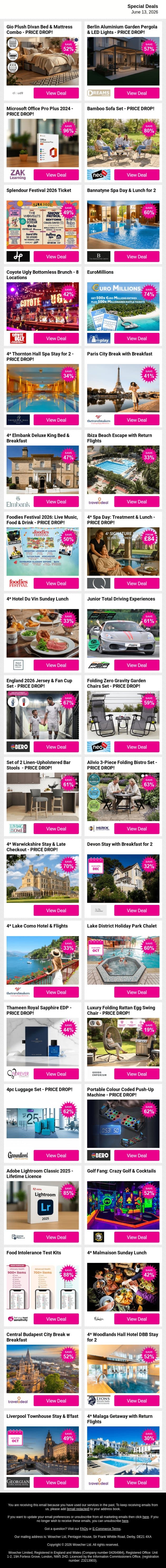 🚀 The Deals Everyone's Clicking Today email from Wowcher screenshot