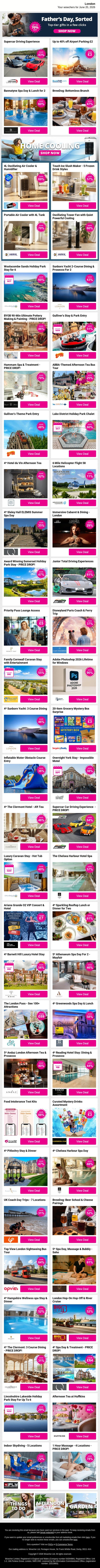 Enjoy Weekend Worthy London Experiences Like Supercar Driving Experience and Lake District Holiday Park Chalet and 4* Sunborn Yacht: 3 Course Dining plus MORE email from Wowcher screenshot