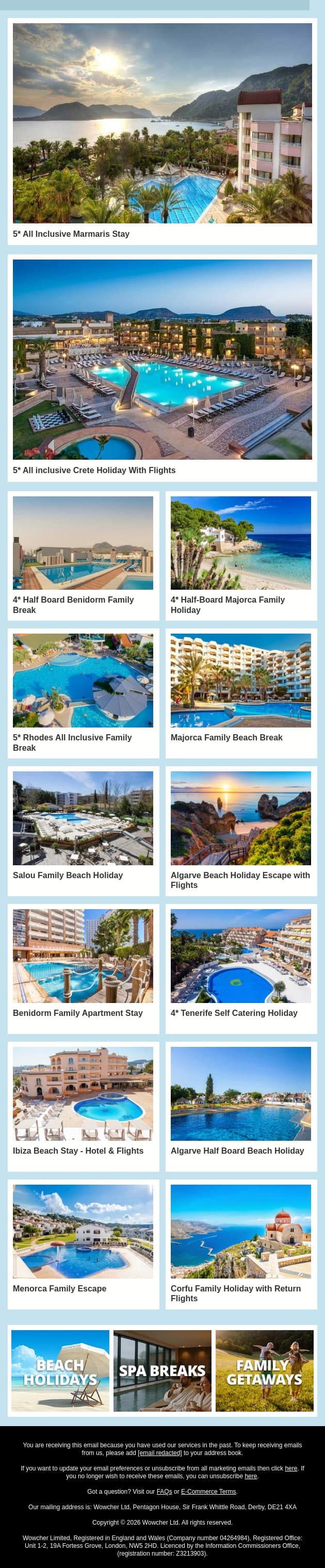 🌍 Family Escapes Made Easy - Just Pick & Go ✈️💫 email from Wowcher screenshot