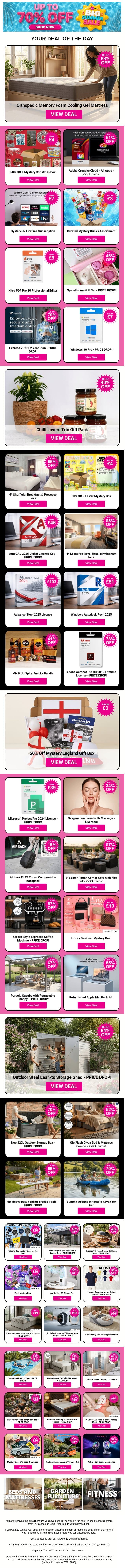 ⏰ Last Chance! Summer Sale Ends Soon - Shop and Get Up to 70% OFF email from Wowcher screenshot