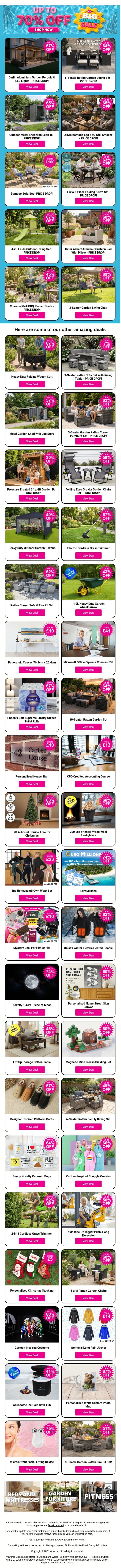 🌿Summer Sale Savings on Garden Must-Haves- Up To 70% Off email from Wowcher screenshot