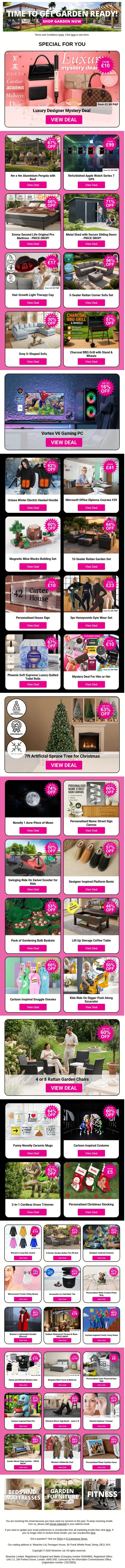 Today's Forecast: 100% Chance of Savings email from Wowcher screenshot