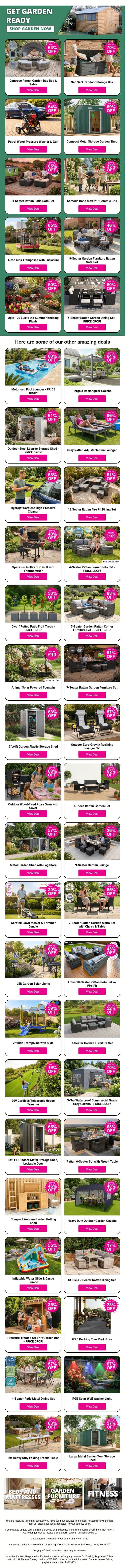 Your Dream Garden Awaits! Beautiful Deals At Unbeatable Prices — Shop Now email from Wowcher screenshot