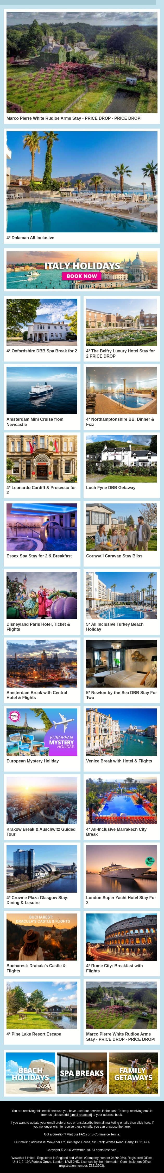 ✨ A Change of Scene Might Be Just What You Need Today 🧳 email from Wowcher screenshot