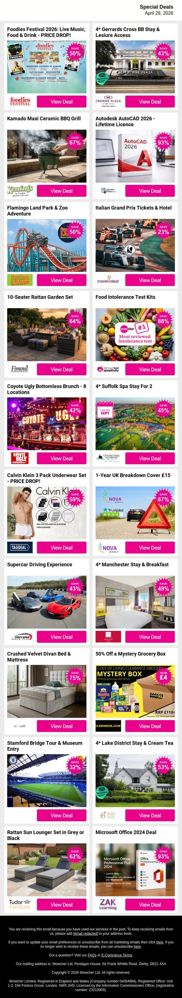 👀 Deals Worth Seeing – Don’t Miss These email from Wowcher screenshot