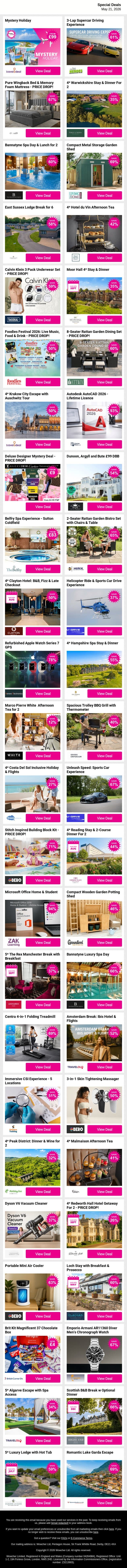 🛍️ One Click Opens A World Of Incredible Deals Today 🌍 email from Wowcher screenshot
