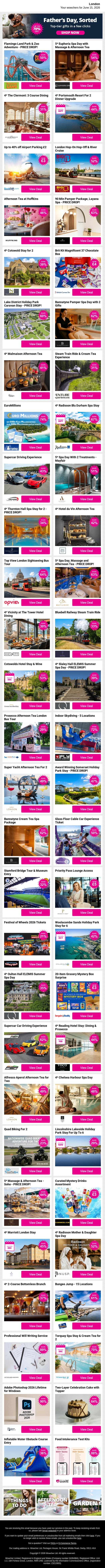 Ease Into The Week With London Offers Like Flamingo Land Park & Zoo Adventure - PRICE DROP! and 5* Euphoria Spa Day with Massage & Afternoon Tea and 4* The Clermont: 3 Course Dining - PRICE DROP! plus MORE email from Wowcher screenshot